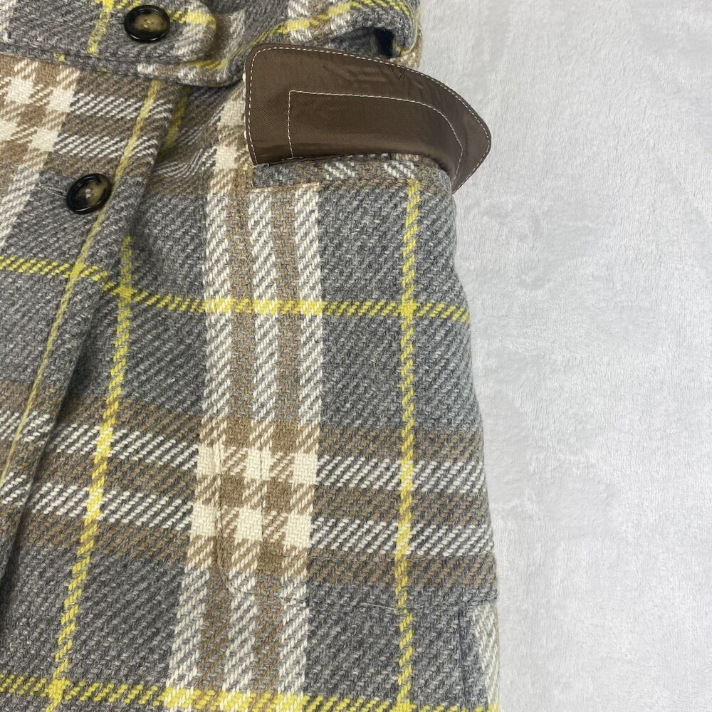 Burberry London Trench Coat Womens 46 Plaid Wool Double Breasted Made in Italy - Picture 5 of 16
